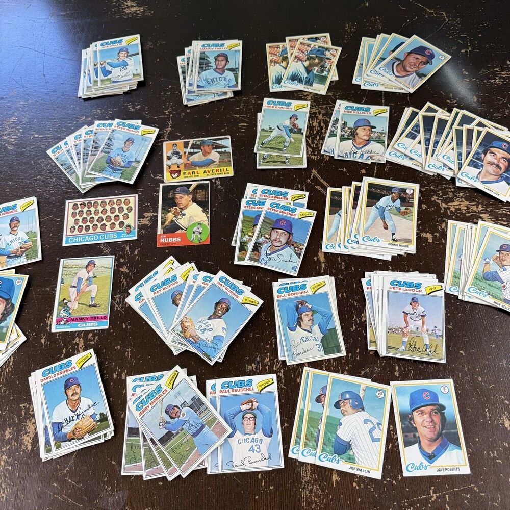 1970s Chicago Cubs Baseball 130 Card Lot With Lots Of Multiples